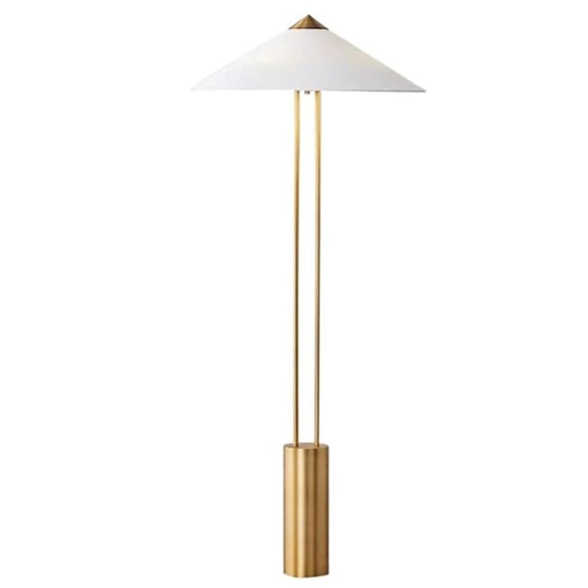 Lámpara de pie metal dorado pantalla textil blanco dorado Ø60x1,50cm 3xG9 - RILP0033