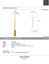 Cargar imagen en el visor de la galería, Lámpara de pie metal dorado pantalla textil blanco dorado Ø60x1,50cm 3xG9 - RILP0033

