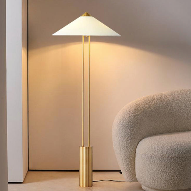 Lámpara de pie metal dorado pantalla textil blanco dorado Ø60x1,50cm 3xG9 - RILP0033
