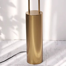 Cargar imagen en el visor de la galería, Lámpara de pie metal dorado pantalla textil blanco dorado Ø60x1,50cm 3xG9 - RILP0033
