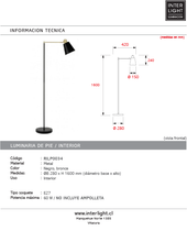 Cargar imagen en el visor de la galería, Lámpara de pie metal negro bronce Ø28x1,60 cm  E27 - RILP0034
