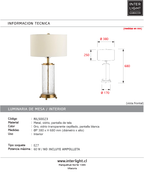Lampara sobremesa vidrio metal oro 38x68cm  E27 - RILS0023
