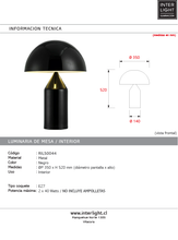 Cargar imagen en el visor de la galería, Lámpara sobremesa metal negro 35x52cm 2 luces E27 - RILS0044

