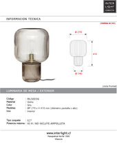 Cargar imagen en el visor de la galería, Lámpara sobremesa vidrio 27x41 cm E27 - RILS0046
