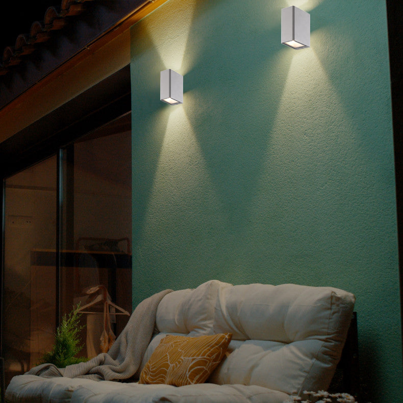 Apliqué aluminio, vidrio satinado gris exterior 5,2x8,6x11,7 cm LED 2x6W - ROAP0007