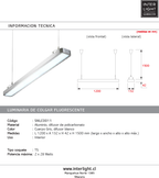 Lámpara colgante aluminio difusor policarbonato 1,20 cm 2x28W T5 - SNLC0011