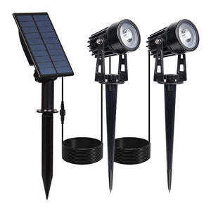 Foco estaca panel solar jardín negro LED 2 focos por 2W - STES0001