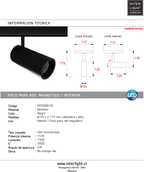 Foco para riel aluminio negro Ø5.5x17.5 cm LED 15W - STFO0010