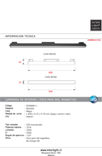 Foco para riel aluminio negro 60cm LED 20W - STFO0011
