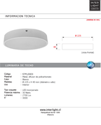 Plafón metal blanco Ø22,5x 4 cm  30W 3000K LED - STPL0003