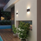Aplique aluminio negro vidrio templado 17,5x9 cm IP54 LED 2X6W - BEAP0028
