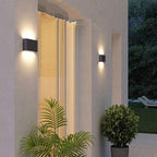 Aplique aluminio negro vidrio templado 17,5x9 cm IP54 LED 2X6W - BEAP0028
