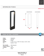 Farol aluminio grafito exterior 16.2x5.7 cm LED 10W - TAFA0001