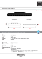 Foco metal negro para riel magnético LED 12W 48V - TDFO0009