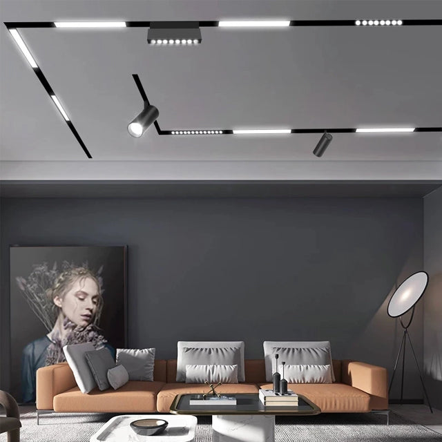 Foco metal negro para riel magnético 60x4.5 cm LED 20W 48V - TDFO0010