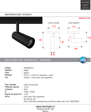 Cargar imagen en el visor de la galería, Foco metal negro para riel magnético LED 10W - TDFO0012
