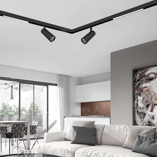 Foco metal negro para riel magnético LED 10W 48V - TDFO0012