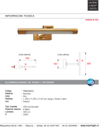 Alumbracuadro oro  30 cm LED 6W - TOAC0002