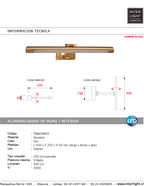Alumbracuadro oro 43 cm LED 9W - TOAC0003