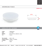 Ampolleta LED 9W GX53 3000k - TOAM0063