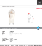 Ampolleta luz cálida G9/ LED 3W Dimeable - TOAM0041