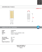 Ampolleta luz cálida G9 9W 3000K LED DIM - TOAM0045