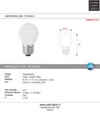 Ampolleta 4W LED mini bola luz cálida 2700 K E27 - TOAM0059