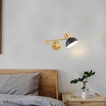 Cargar imagen en el visor de la galería, Apliqué metal negro dorado articulado E27 - TOAP0037
