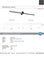 Apliqué lineal metal negro luz indirecta 80 cm LED 12W - TOAP0054