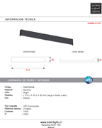 Apliqué metal negro luz indirecta 61 cm LED 20W - TOAP0068