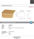Aplique aluminio oro 24x15,5cm 8w - TOAP0094