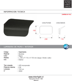 Aplique aluminio negro 24x15.5cm 8W - TOAP0095