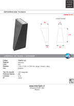 Aplique aluminio gris 8,5x20cm 3000K IP65 6W LED - TOAP0102