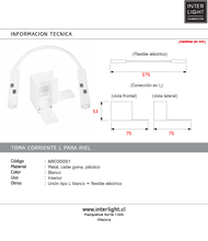 Cargar imagen en el visor de la galería, Conexión tipo L para riel blanco 48v - TOCO0006
