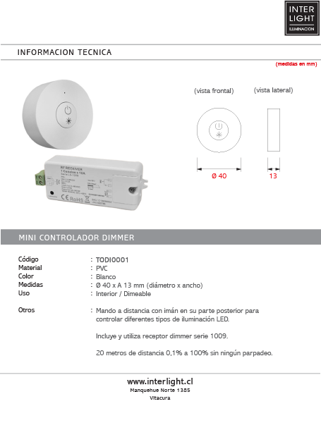 Dimer para driver inalámbrico tipo B - TODI0001