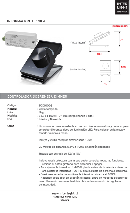 Dimmer para driver Inalámbrico negro tipo B - TODI0002