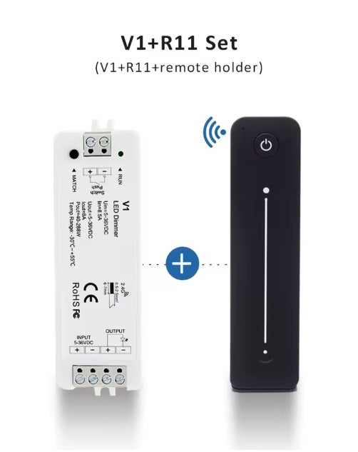 Dimer RF + Control inalámbrico tipo R11 Voltage constante 40w - 288w/ 5-36VCD  - TODI0004