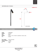 Estaca jardín metal negro 60 cm LED 5W - TOES0005