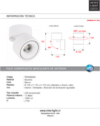 Foco sobrepuesto dimeable aluminio blanco Ø 10 cm LED 12W - TOFO0004