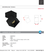 Foco sobrepuesto dimeable metal negro 8x8 cm LED 10W - TOFO0022