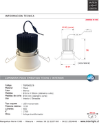Foco embutido metal blanco dimeable Ø 8,4 cm LED 10W - TOFO0029