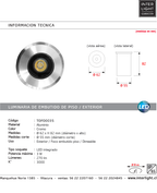 Foco embutido dimeable piso aluminio cromo exterior IP65 Ø 6,2 cm LED 3W - TOFO0035