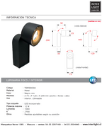 Foco sobrepuesto muro dimeable metal negro oro Ø 7,5x20  LED 12W - TOFO0038