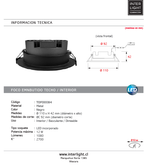 Foco embutido dimeable metal negro baculante Ø 11 cm LED 12W - TOFO0084