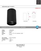 Foco aluminio sobrepuesto negro Ø7,5x12cm LED 12W - TOFO0085