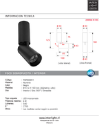 Foco sobrepuesto dirigible aluminio dimeable negro Ø4,3x16 cm LED 6W - TOFO0091