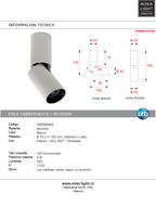 Foco sobrepuesto dirigible metal dimeable Blanco Ø 4,2x15,8 cm LED 6W - TOFO0092