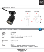 Foco Sobrepuesto mini 2W 2700K Negro 12V - TOFO0096