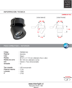 Foco embutido aluminio negro 8x11 cm  12W 2700K DIM - TOFO0102