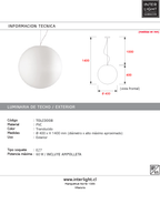Lámpara colgante exterior pvc Ø40 cm E27- TOLC0008